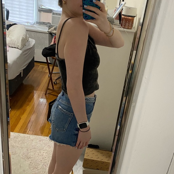 Forever 21 Dark Gray White Wash Velvet Cropped Tank Top - Picture 4 of 7